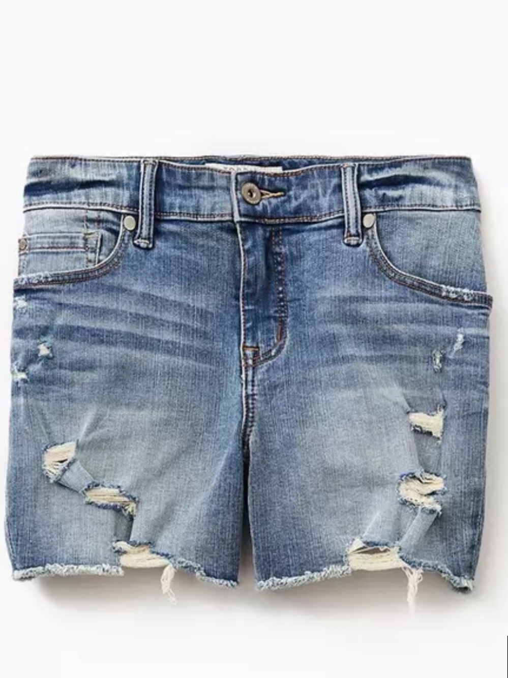 torrid Light Wash Denim Shorts with Rainbow Back Pocket - Picture 2 of 8